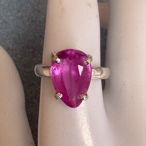 CERTIFIED 9.45CT Genuine 100% NATURAL Kunzite Pear Cut 925 Sterling Silver Ring